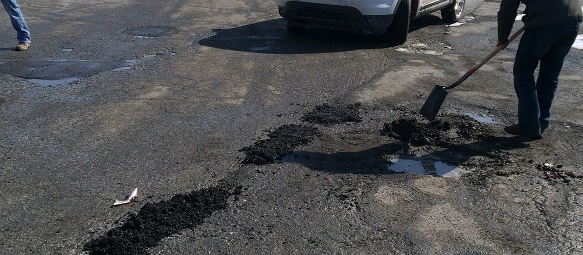 Pothole Patches in 17 Degree Temps!